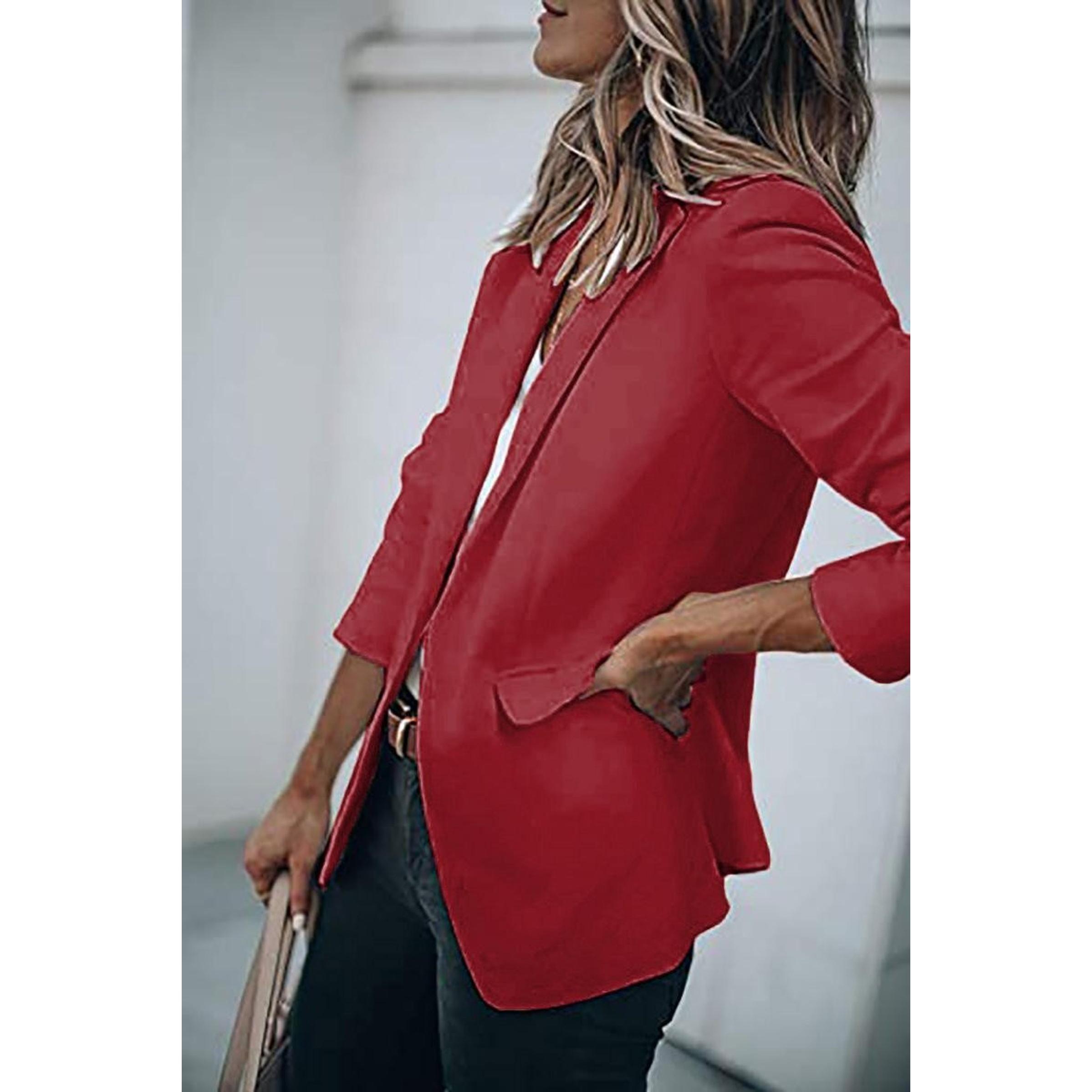 2025 Autumn Women's Fashion Elegant Long Sleeve Jacket Solid Color Suit Collar Loose Single-Breasted Women's Blazer