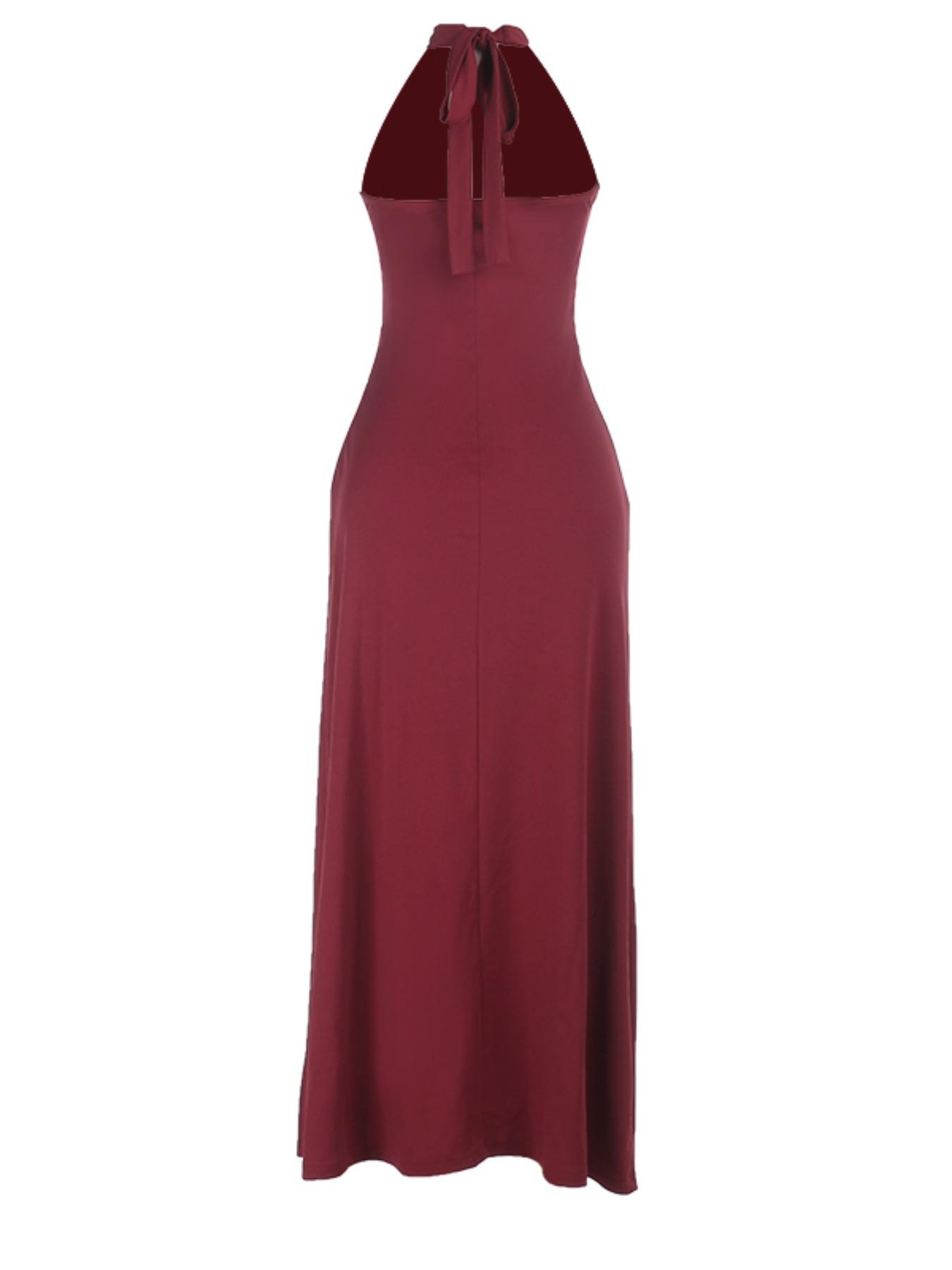 Elegant High Slit Backless Dress, Slim-Fitting Design, Perfect for Evening Wear & Special Occasions, Stylish Women's Clothing