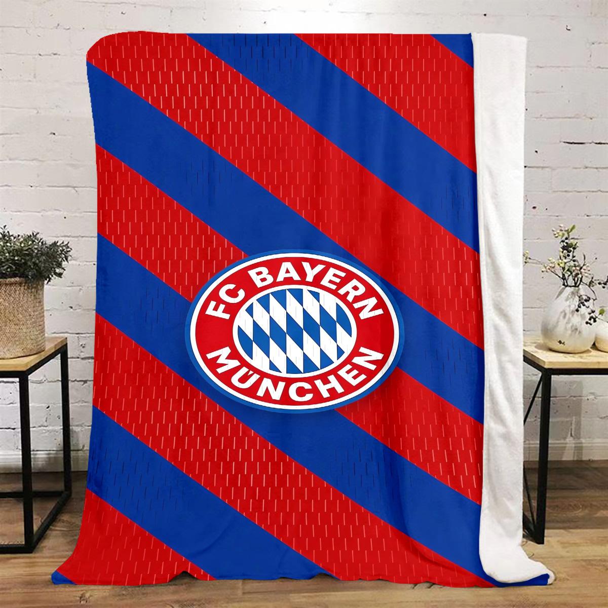 FC Bayern Munich Printed Cute Cartoon Plush Blanket Suitable for All Seasons, Soft and Comfortable Sofa Mattress Office Outdoor Blanket Camping Travel Home Blanket Black Friday Christmas Gift C1699