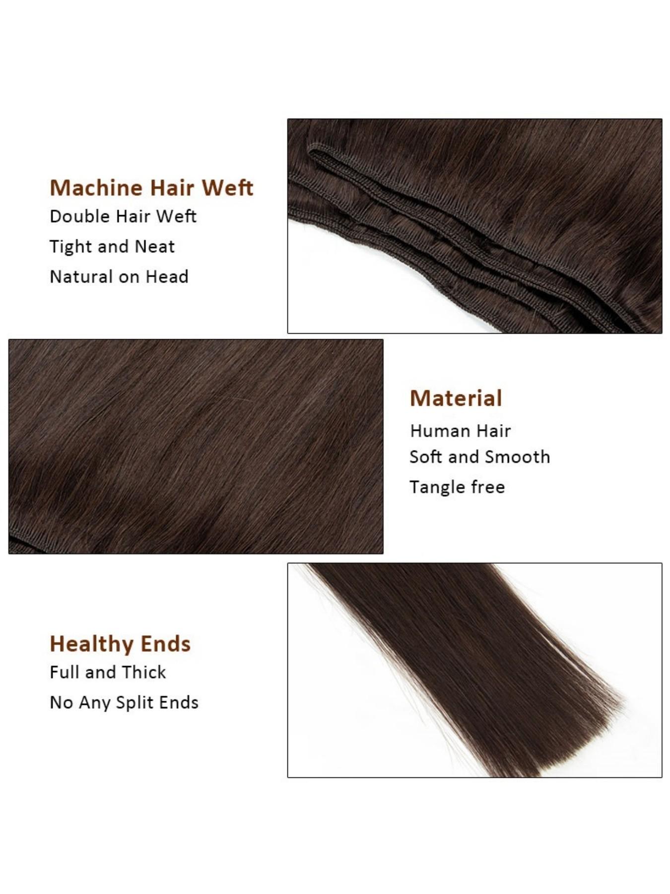 Natural Human Hair Weft Sew in Hair Bundles, Real Machine Made, Invisible Extension, 50g/bundle, for Women & Girls, All Occasions