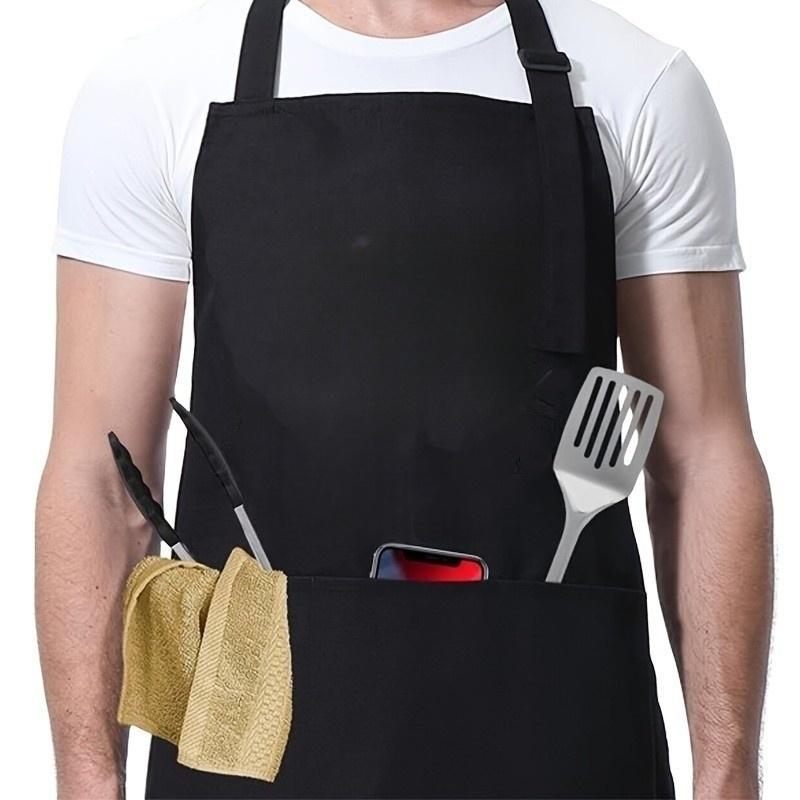 Polyester Kitchen Apron With Adjustable Neck Strap & 3 Pockets, 1 Count Unisex BBQ Apron, Birthday Present,Gift for Husband,Son & BF,Father's Day Gift,Gift for Daughter&Wife&GF,Mother's Day Gift,With Slogan"MY MEAT IS 100% GOING IN YOUR MOUTH"