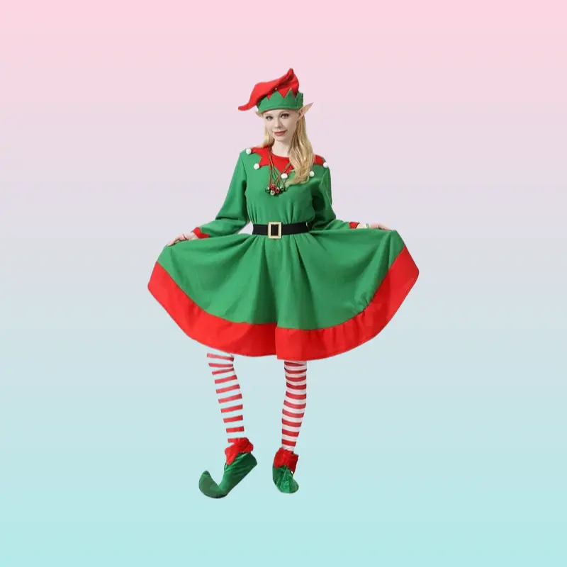 Women Christmas Elf Costume Halloween Party Elf Accessories Female Christmas Role Play Outfit