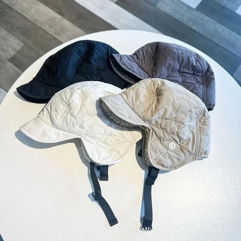 Winter Unisex Lamb's Wool Aviator Cap Double Sided Wearable Thickened Warm Ear Protection Cap Skiing Cycling Russian Cap