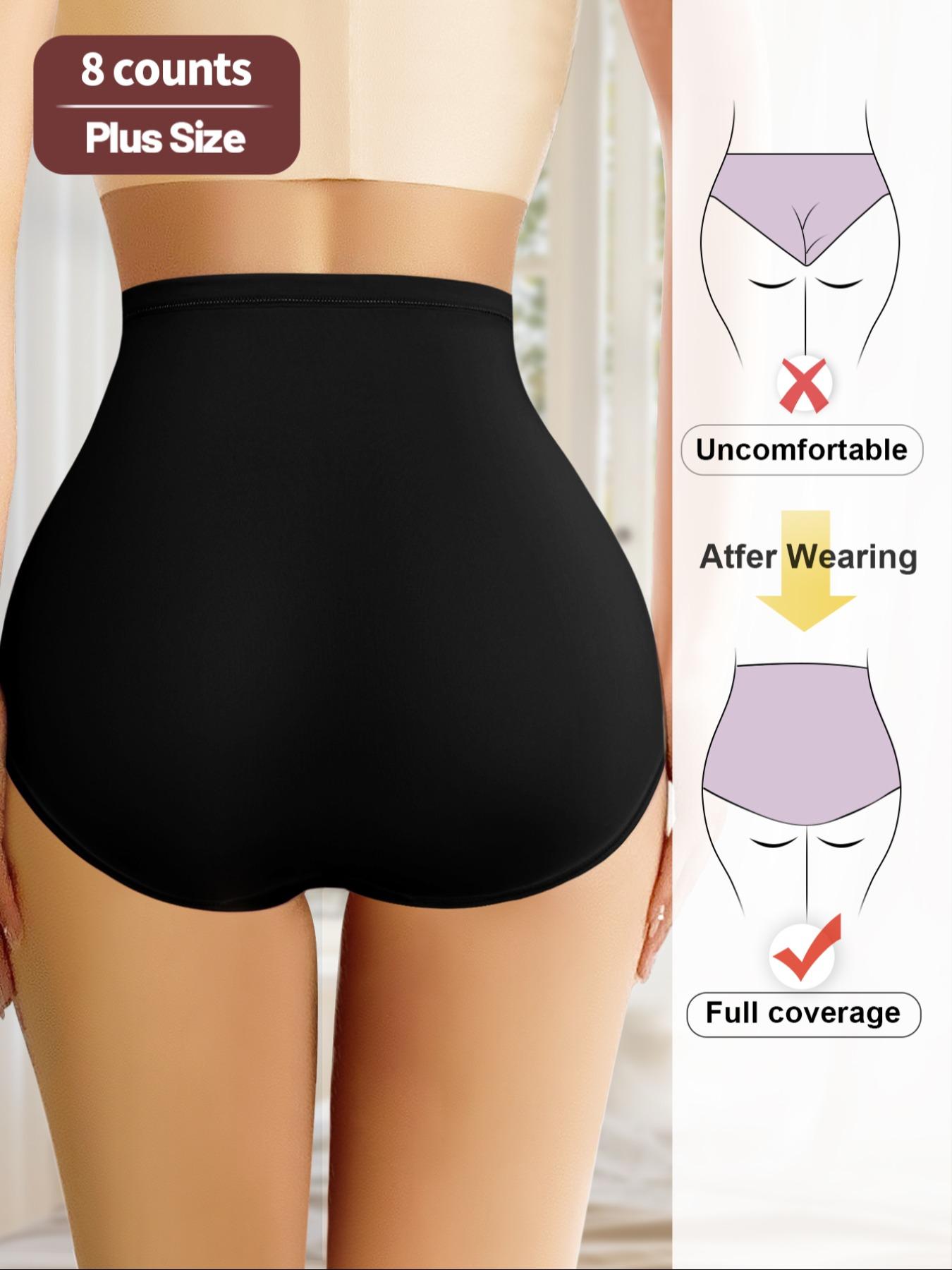 【Plus Size】 Letter Pattern High Waist Brief, Soft Comfy Breathable Knicker for Daily Wear, Fashion Comfy Underwear, Women's Underwear for All Seasons