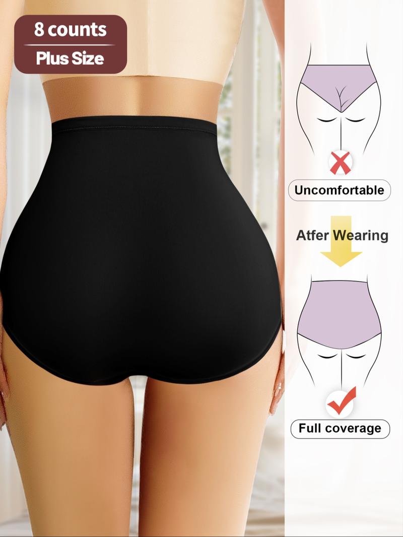 【Plus Size】 Letter Pattern High Waist Brief, Soft Comfy Breathable Knicker for Daily Wear, Fashion Comfy Underwear, Women's Underwear for All Seasons