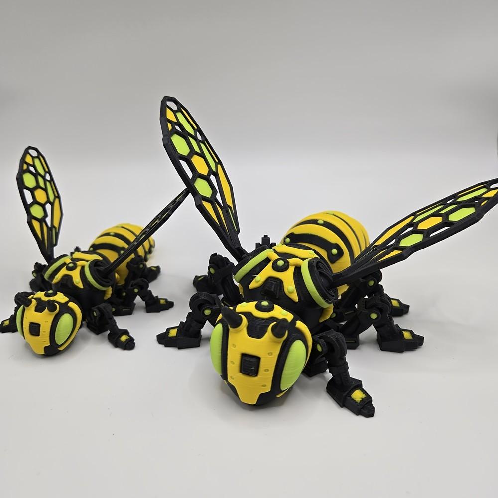 2pcs/set 3D Printed Bee Model Figurines, Mechanical Wind-Up Insect Figurine, Cyber Mechanical Insect Figurine, Movable Details, Decor Figurine Ornaments, Technological Insect Decoration, Table Decoration, Parent-Child Interactive