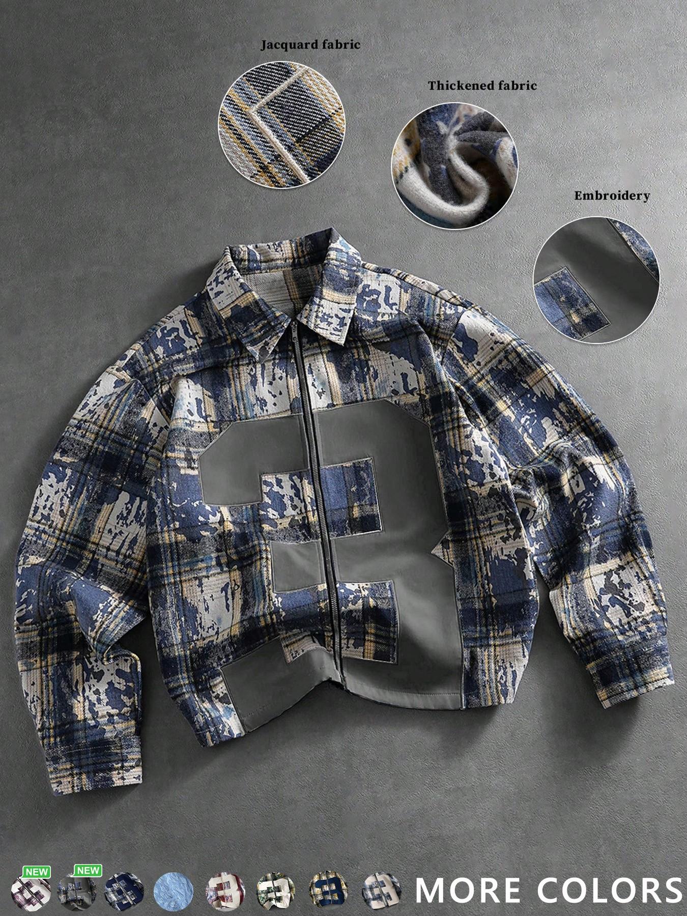 Men's New Trendy Fashion Street Campus Plaid Shirt, Casual Stylish Button-Down Top, Perfect for Daily Wear and School