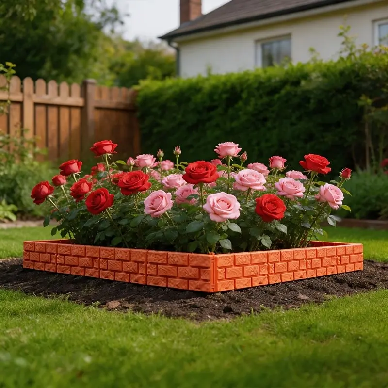 16-Piece Set Simulation Stone Brick Plastic Fence Panels, Detachable Corrosion-Resistant Garden Decor Barrier, Outdoor Use, Natural Texture, Installation Accessories Included