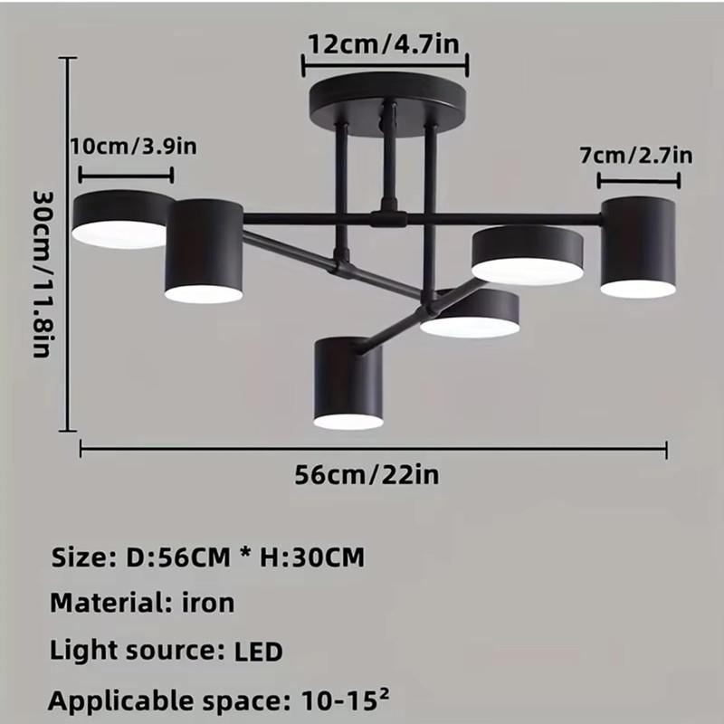 Creative 6-Light LED Ceiling Light, Modern Farmhouse Chandelier, Ideal for Kitchen, Bedroom, Hallway, Home Decor