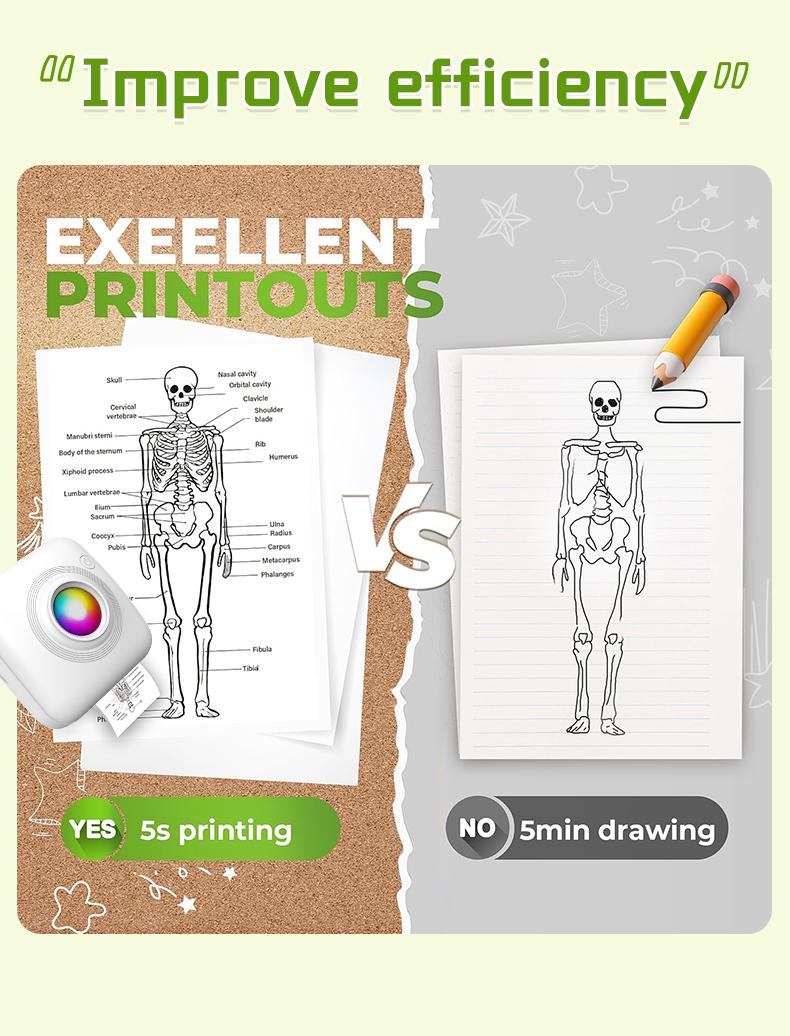 Mini Printer: Inkless Wireless Portable Design, Supports Photos Text Web Pages Bills, Perfect for Instant Printing Anytime Anywhere