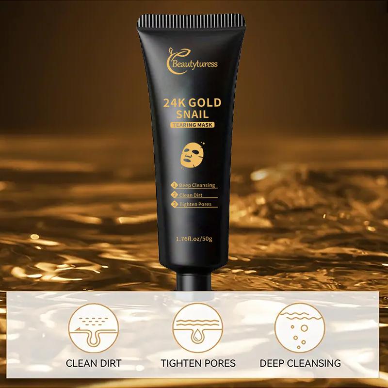 24K Gold Snail Peel-Off Mask, Deep Cleansing Skin Brightening Skin Tone Softening Skin Pore Controlling Moisturizing Spreading Mask