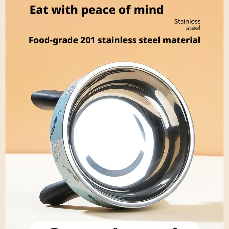 Cat High-Heeled Bowl Neck Protection, Pet Stainless Steel Bowl, Anti-Slip Non-Tip Dog Bowl, Durable Feeding Dish for Pets