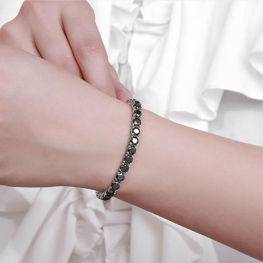 New Ronud D VVS1 Color Cut 3.0mm Black Synthetic Moissanite Tennis Bracelet for Women Men 6.5 CT Fine Jewelry B016