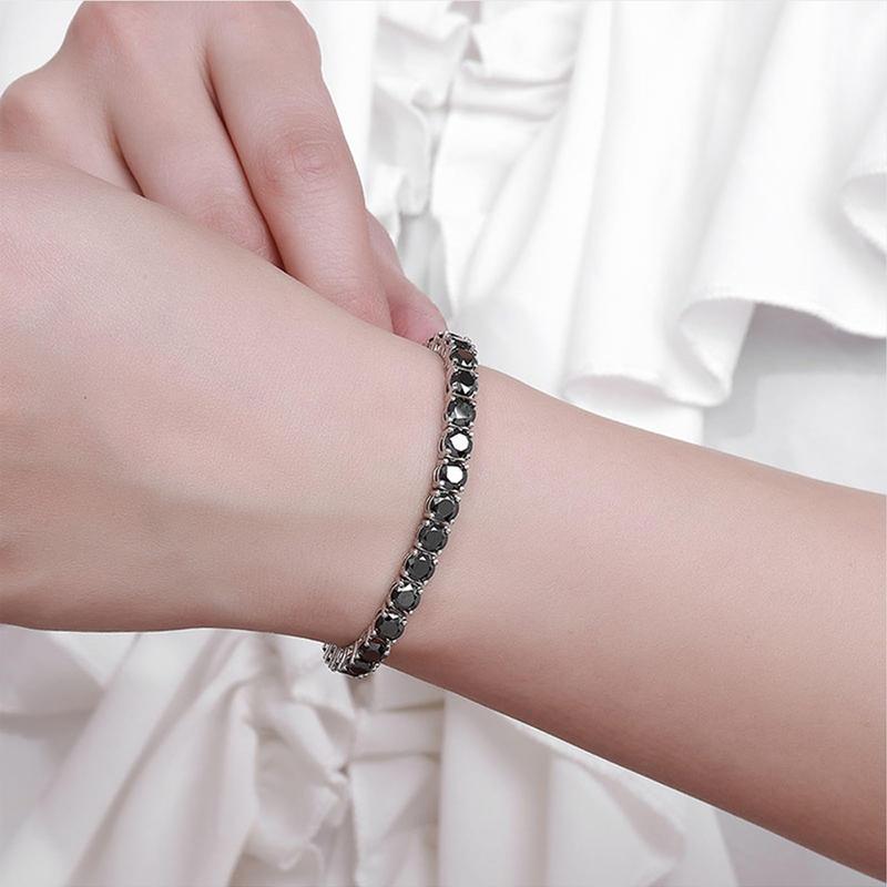 New Ronud D VVS1 Color Cut 3.0mm Black Synthetic Moissanite Tennis Bracelet for Women Men 6.5 CT Fine Jewelry B016