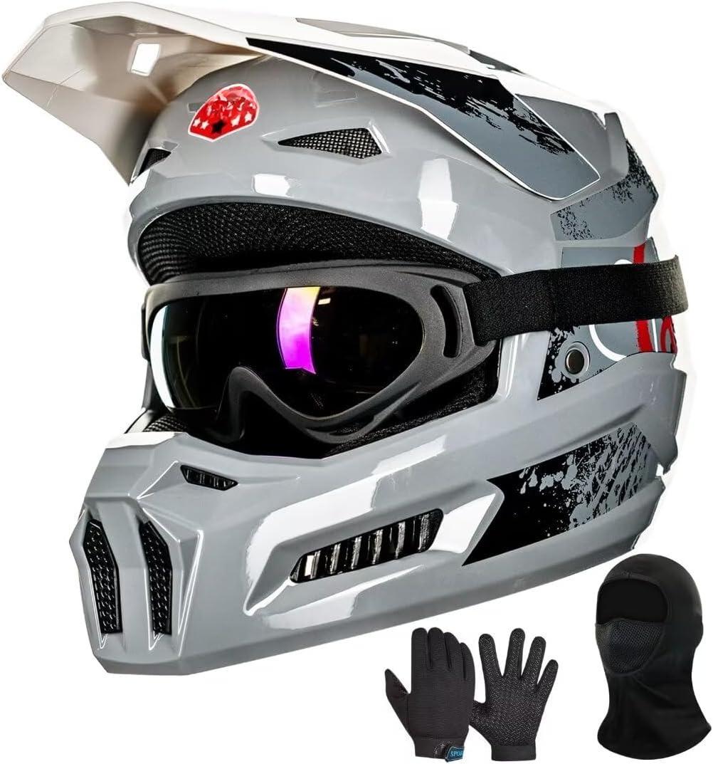 Youth Dirt Bike Helmets Kids ATV Helmet Motorcross BMX Off Road Motorbike with Goggles Gloves Mask DOT Model MT601Y (Matte Black, Youth-Large)