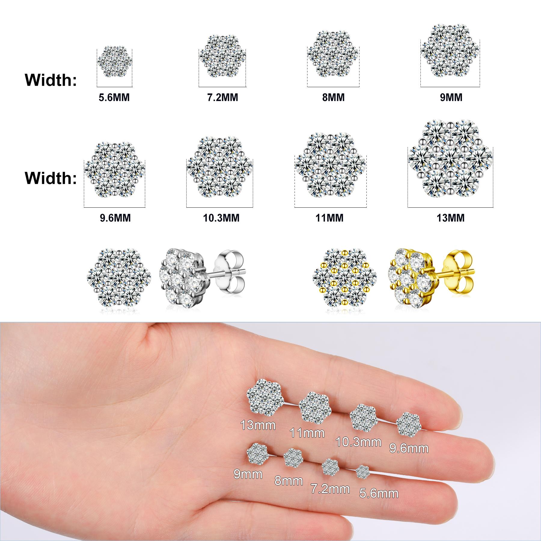 【E266 live2】Ucciyo S925 Synthetic Moissanite Flower Stud Earrings Synthetic Moissanite Jewelry Perfect Birthday for Men Women Silver Earrings Gold Earrings Moissanite Wedding Set