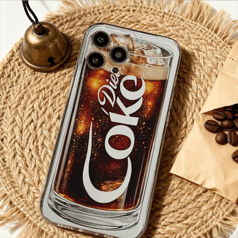 Coca-Cola Glass Texture Phone Case, Iconic Soda Pop Art Design, Shockproof Durable, Fits iPhone 17 Air 16e 15 14 13 Mini 12 11 Pro Max Xx Rx S Max 8 7 Plus, Cute Fashion Transparent Shell, Holiday Gift