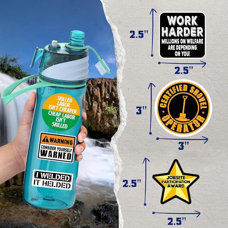 150 PCS  UV-Resistant, Easy to Apply - Funny Hard Hat Stickers for Adults, Tool Box, Helmet, Blue Collar Stickers, Prank Meme Vinyl Waterproof Decal for Mechanics, Electricians, Union, Military, Construction.