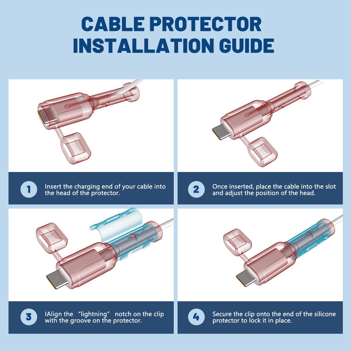 Silicone Cable Protectors for Phone Charger, USB-C, Data Cable Protective Cover Silicone Anti-Break Charging Cable Protective Cover Wire Bite Device Anti-Break, Silicone Cable Protectors, Charger Protector for Cord