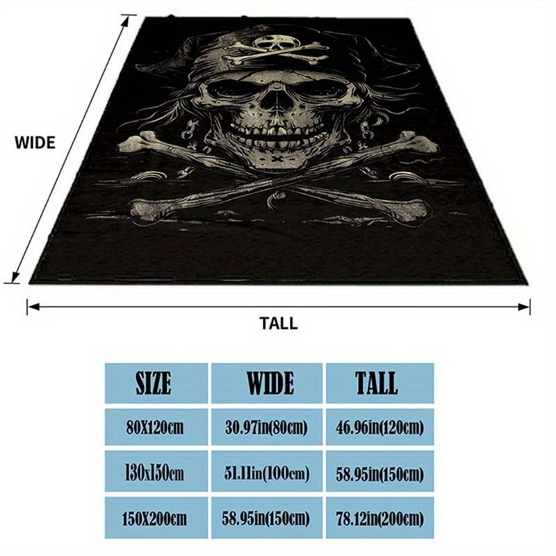Pirate skull pattern soft polyester blanket - comfortable, warm, machine washable sofa, bed, picnic, travel blanket - rectangular, perfect for pets and holiday gifts