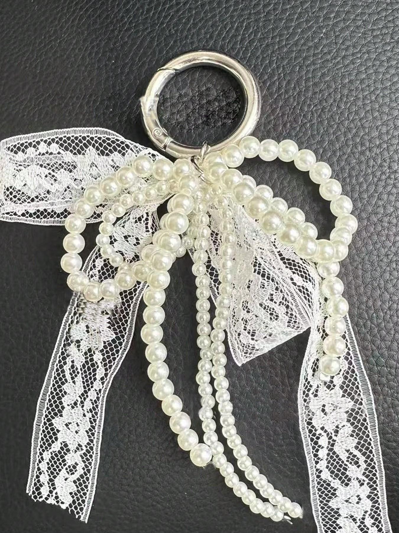 Y2K Cute Minimalist Fashion Beaded Pearl Bow, Multi-Functional DIY Keychain/purse Charm Set, Ideal Gift for Couples, Women, Girls, Friends