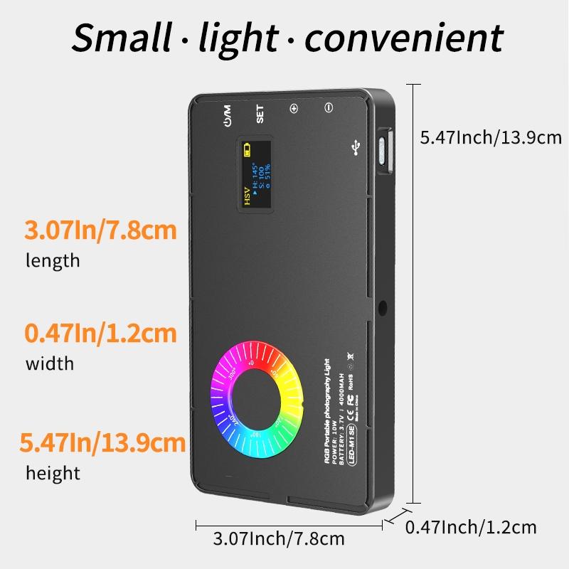 Portable RGB Colorful 360 Degree Video Fill Light with LCD Display, 2500-8500K Color Temperature, 4000mAh High Capacity Photographic Light for Live Stream, LED Fill Lights