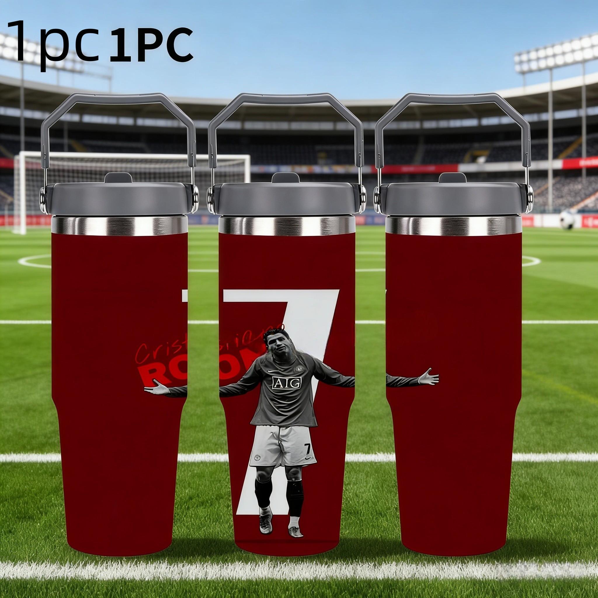1pc 30oz stainless steel large-capacity car water bottle, Number 7 jersey Pattern，for Cristiano Ronaldo fans.for football enthusiasts. various patterns to choose from, fan gift, Outdoor camping Coffee Cups & Mugs
