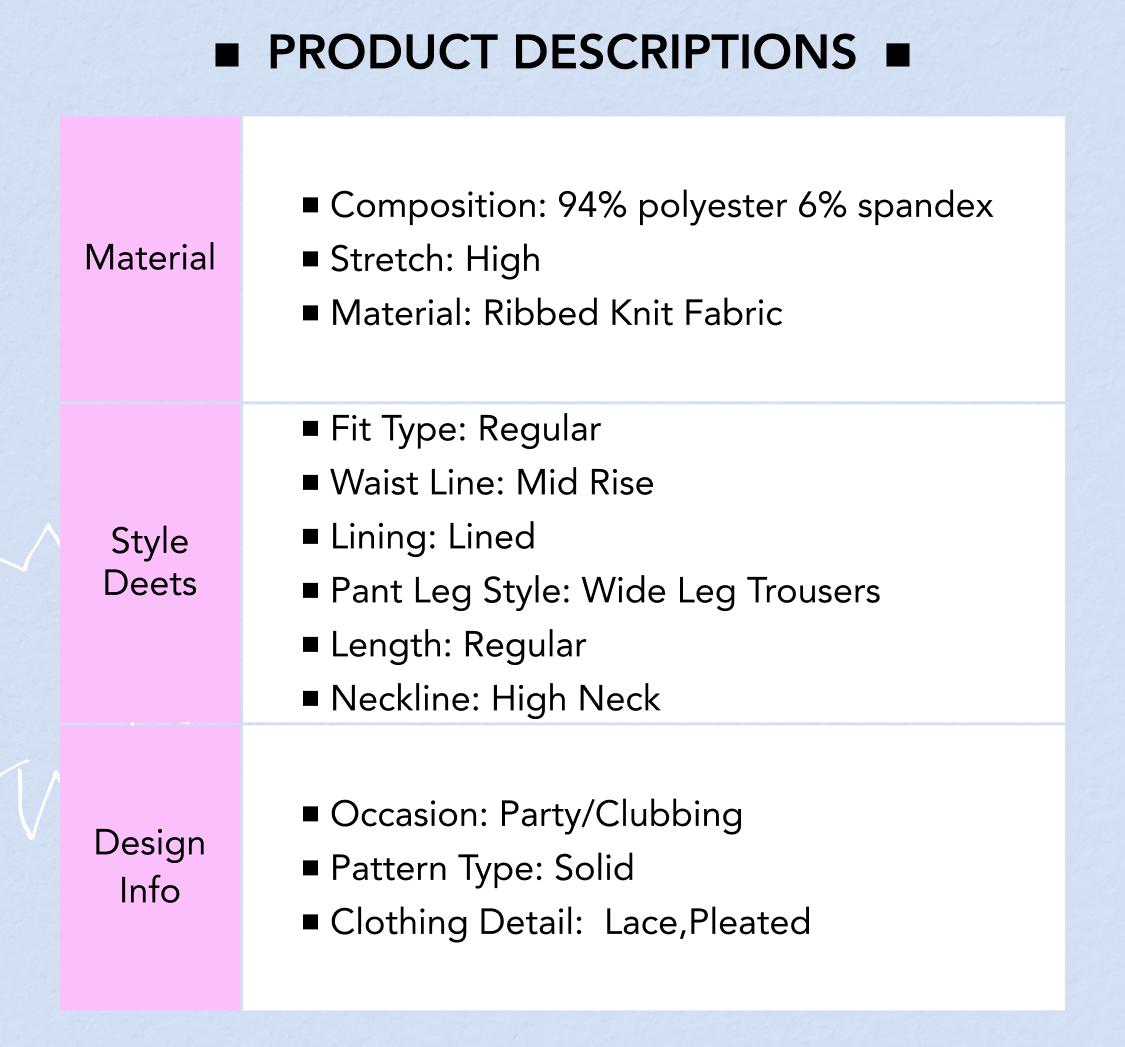 Cider [size 2-26] Lace See-through Top & V Neck Wide Leg Jumpsuit