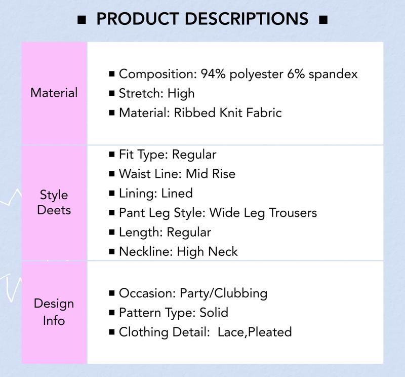 Cider [size 2-26] Lace See-through Top & V Neck Wide Leg Jumpsuit