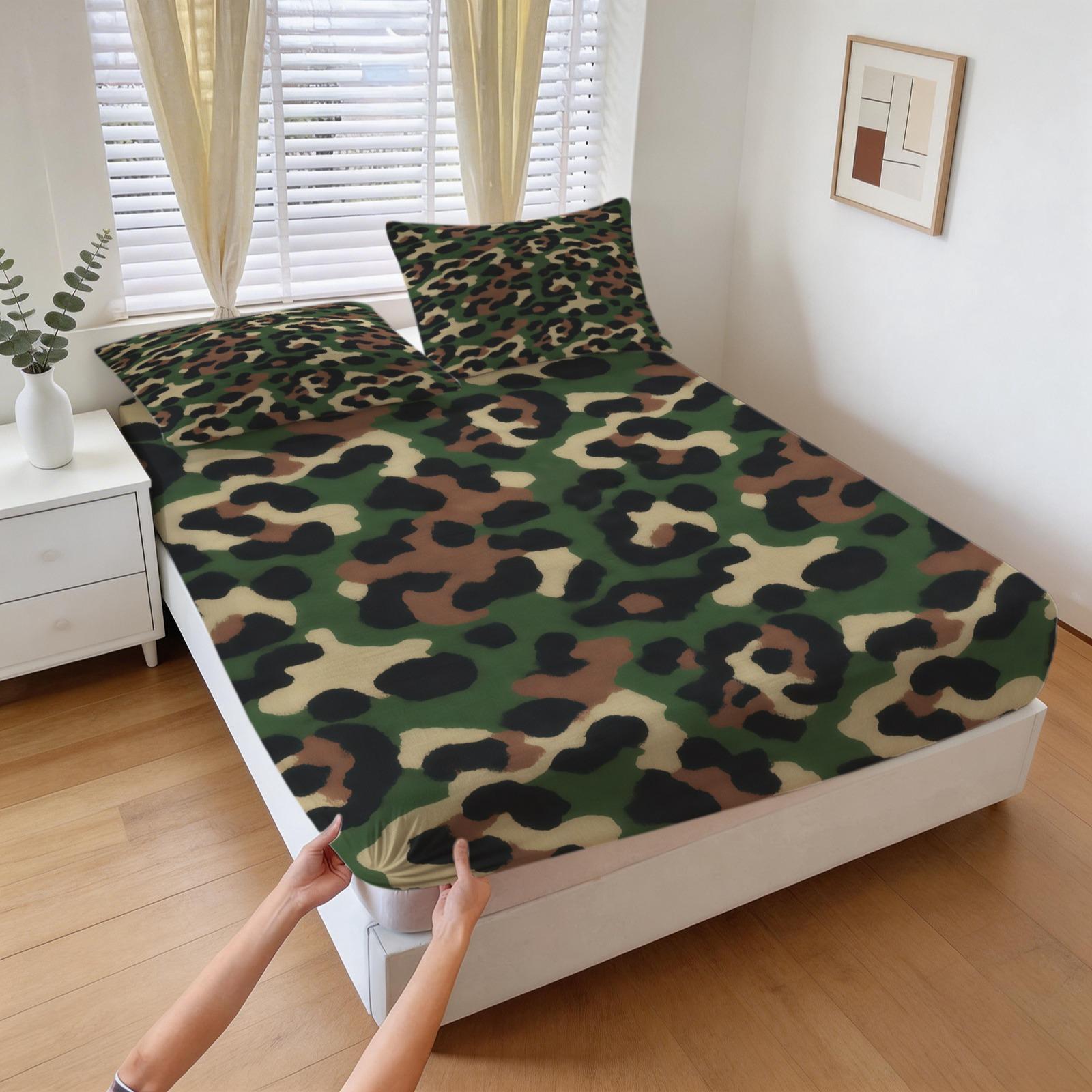Camouflage Themed Bed Sheet, Soft And Comfortable Bedding Set (1 Bed Sheet+2 Pillowcases, No Pillow Core), Suitable For Teenagers And Adults, Bedroom, Dormitory, And Guest Room Scenes