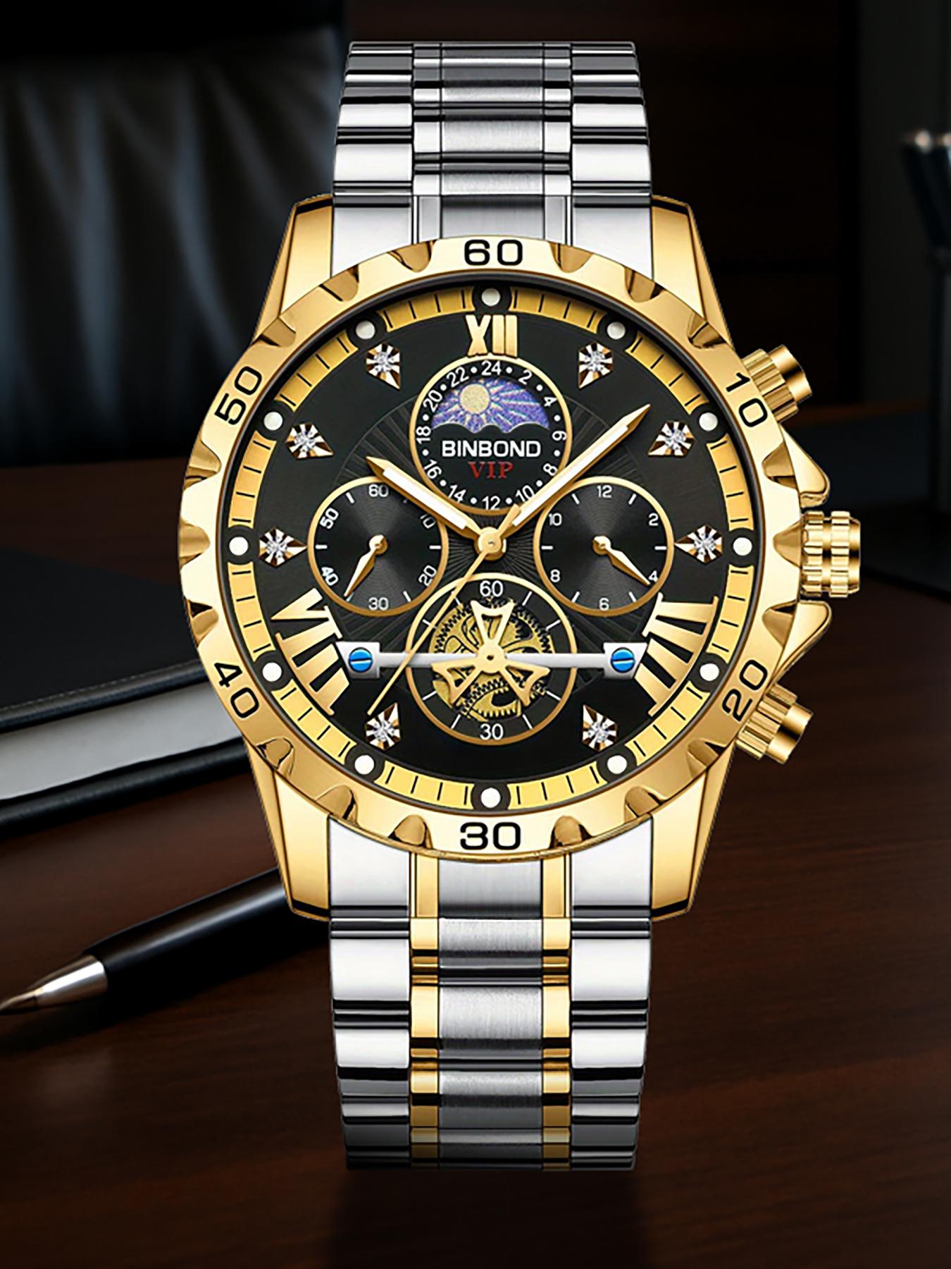 A genuine men's business student luminous waterproof flywheel high-end quartz watch Analog Quartz Watch