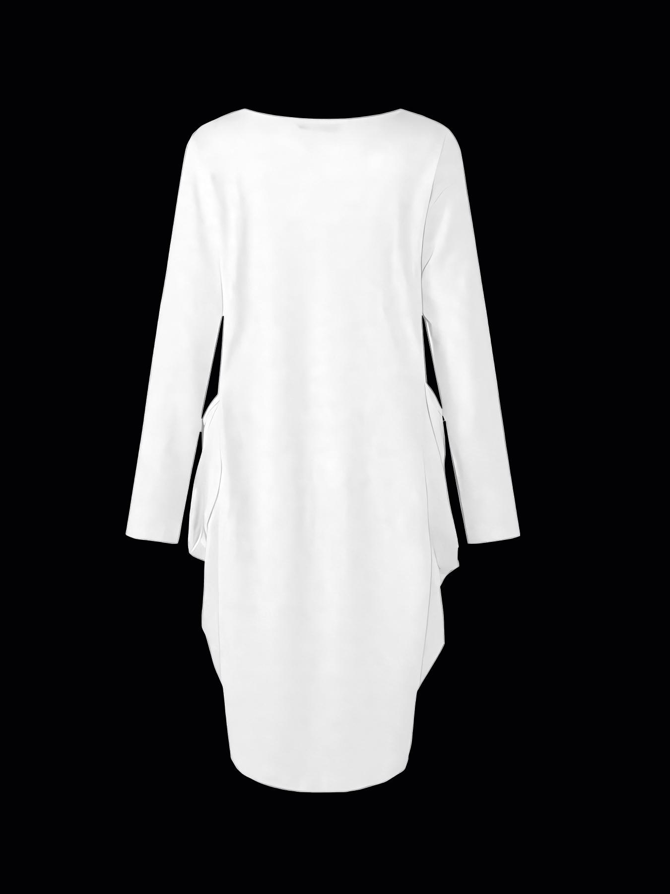 Plus Size Moon & Sun Print Asymmetrical Hem Graphic Dress, Casual Long Sleeve Round Neck Dress for Summer, Women's Plus Clothing for Daily Wear, Womenswear