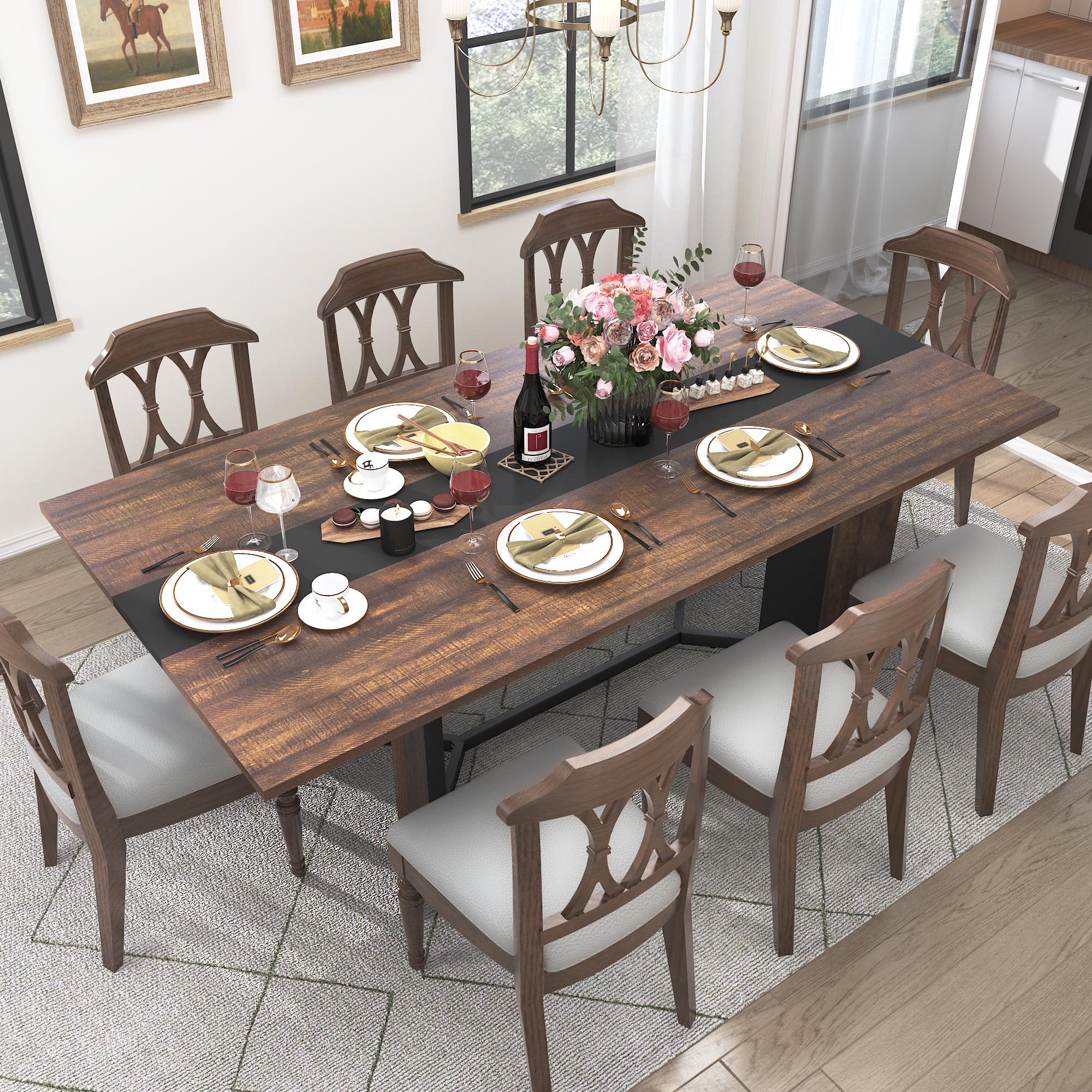 71"/78"Large Luxurious Rectangular Dining Table for 4 6 8 10 People, Modern Kitchen Table with Wood-Color Wood Tabletop, Metal Adjustable Leg, Family Dinner Table for Kitchen Living Room 71"/78"Large Luxurious Rectangular Dining Table for 4 6 8 10 People, Modern Kitchen Table with Wood-Color Wood Tabletop, Metal Adjustable Leg, Family Dinner Table for Kitchen Living Room