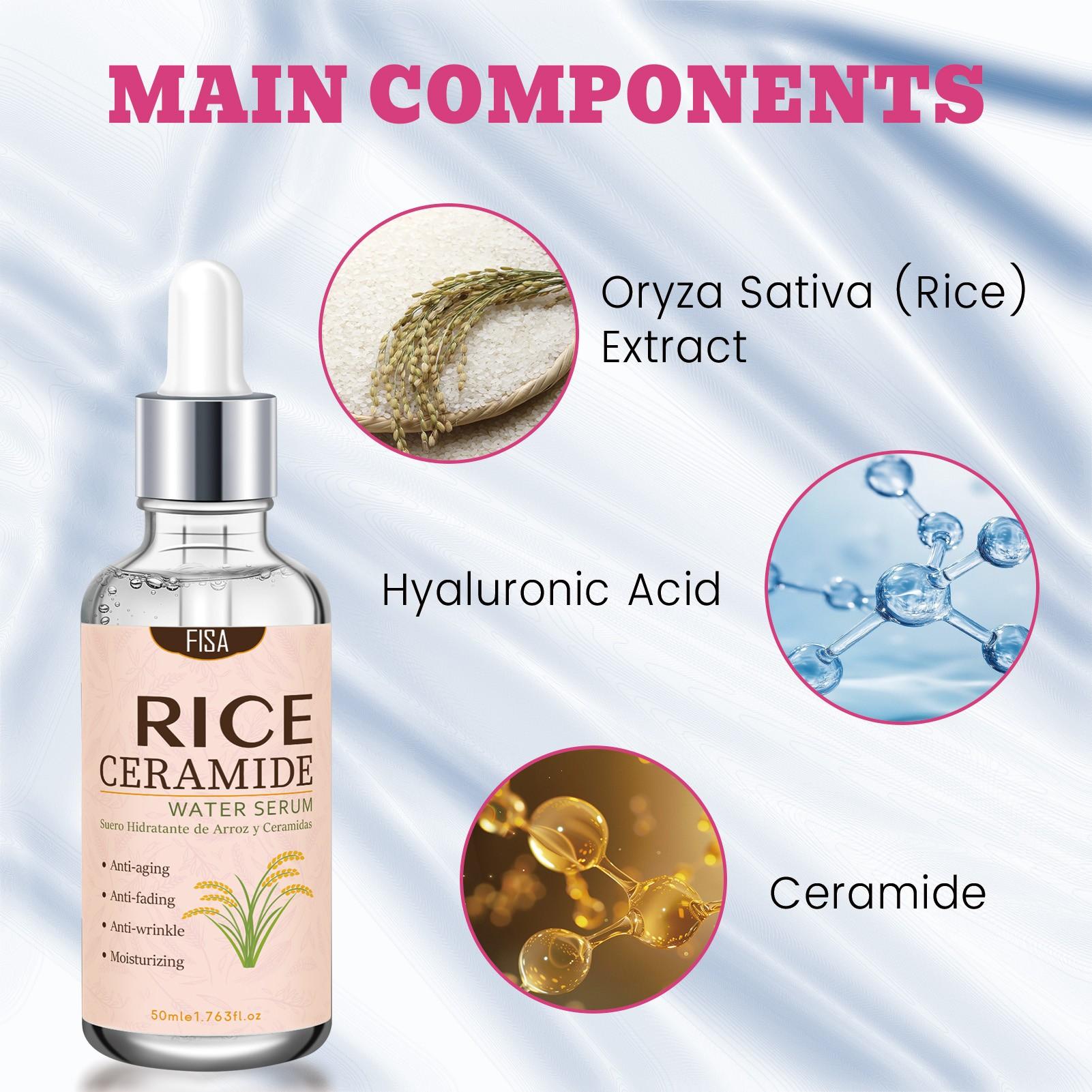 Powerful Rice Ceramide Essence, Tightens Loose Facial Contours, Boosts Skin Elasticity, Deeply Hydrates, Improves Roughness and Dullness