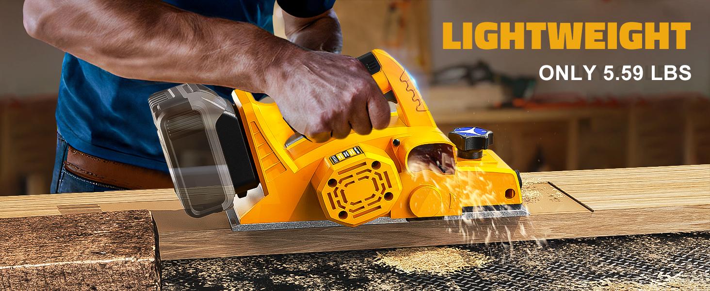Cordless 3-1/4" Electric Hand Planer Compatible with Dewalt 20V Battery (No Battery!!) 15000RPM Power Wood Planer for Woodworking Carpentry and Home DIY Edge