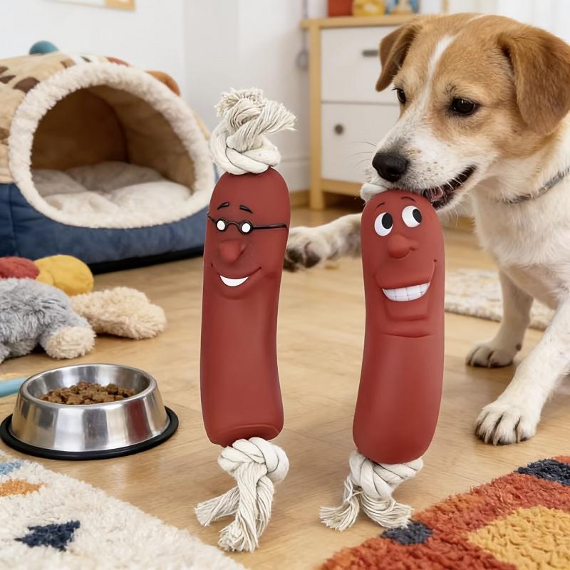 Dog Sausage Chew Toy - Bite-Resistant And Not Easy to Break, Interactive Training Teething Toy, Preferred Material, Sausage Design, Dog Chew Toy, Relieves Teething Discomfort