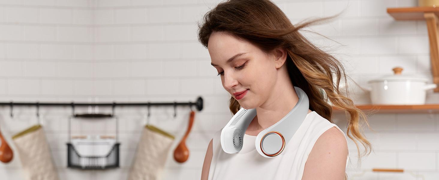 Hands Free Neck Fan, Sports, Travel, Office, Rechargeable, Bladeless Cooling Technology, Wearable Headset Design,Up to 8 Hours of Battery life, Comfortable to Wear