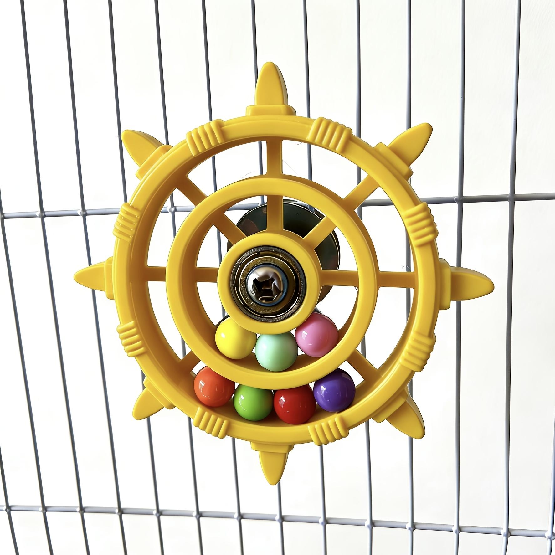 Parrot Steering Wheel Colorful Beads Turntable Toy, Entertainment Stress Relief, Bird Cage Decoration, Interactive Parrot Toy