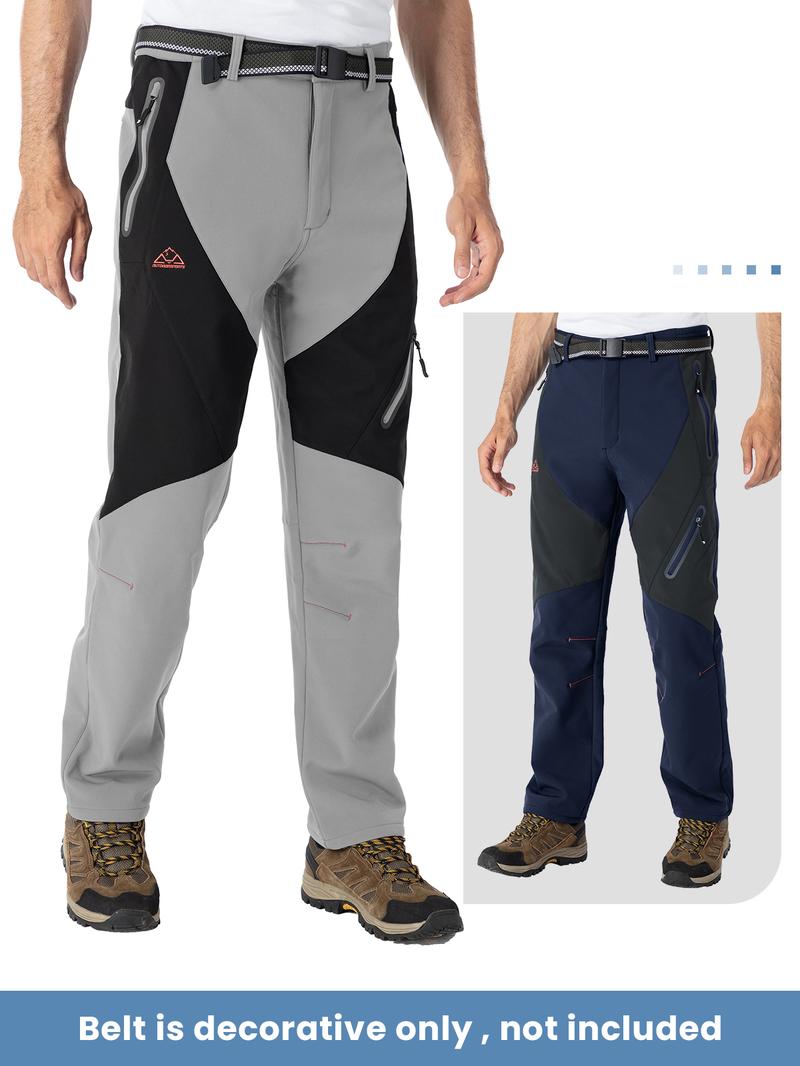 GOPUNE Men's Waterproof Pants Insulated Cold weather Hiking Winter Snow Ski Softshell Outdoor Pants Zipper Pockets Climbing Thermal Jogger Trousers Thermal Lined Jogger pants men