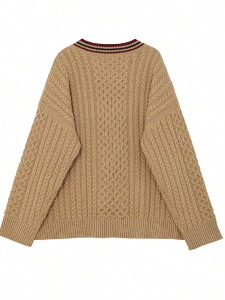 Plus Size Women's Knitted Sweater, Knitwear, Casual Loose-Fit V Neck Pullover, Long Sleeve Drop Shoulder Top for Fall & Winter