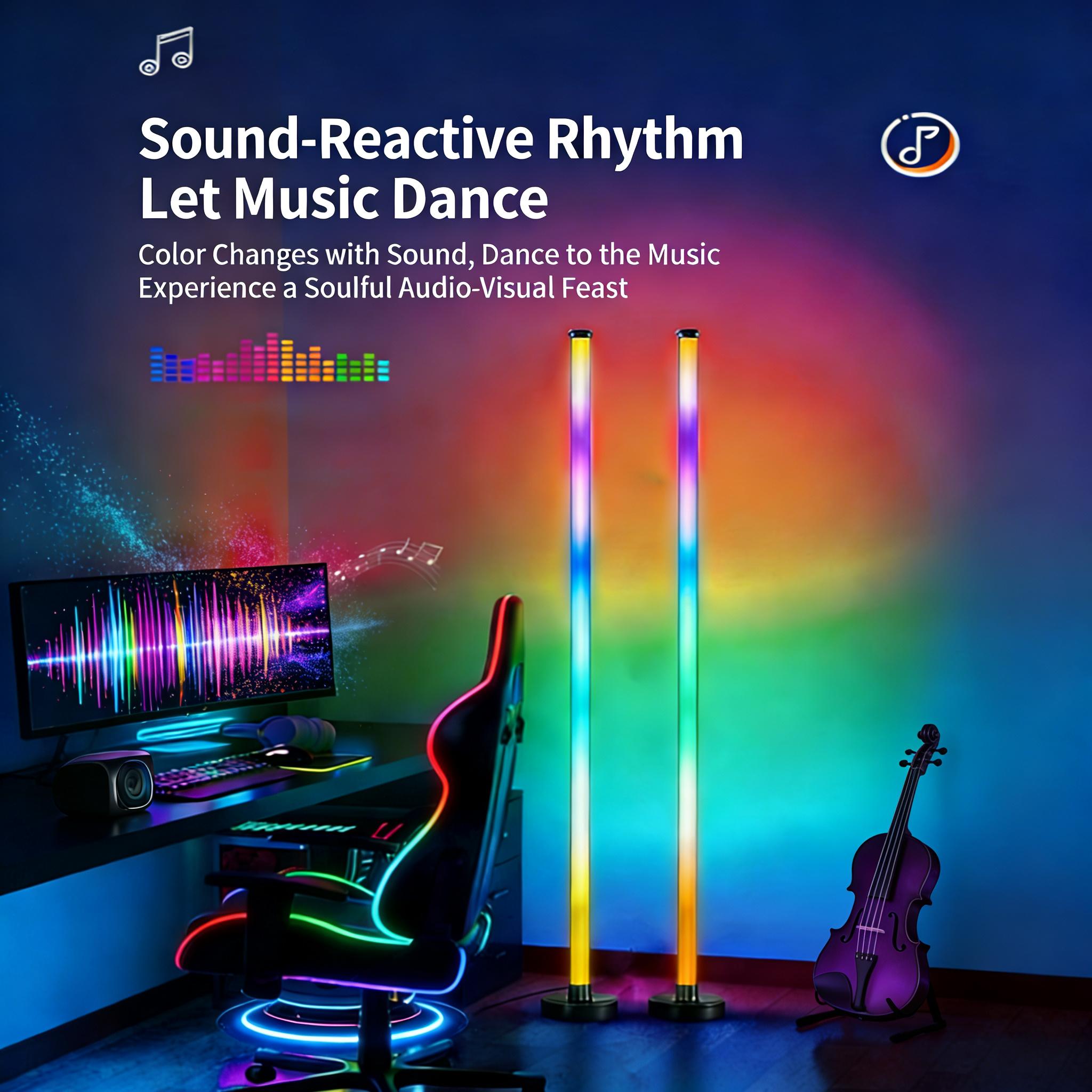 Smart RGB LED Floor Light Color Changing Corner Lamp, Bluetooth APP Remote Control with 16 Million DIY Colors for Living Room, Bedroom, Gaming Room and Festival Decoration