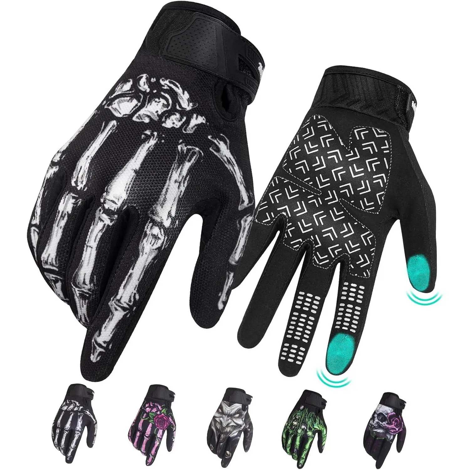 Motorcycle Gloves for Men Women Touchscreen, Lightweight Dirt Bike Glove Non-Slip, Skeleton Motorcycle Riding Glove