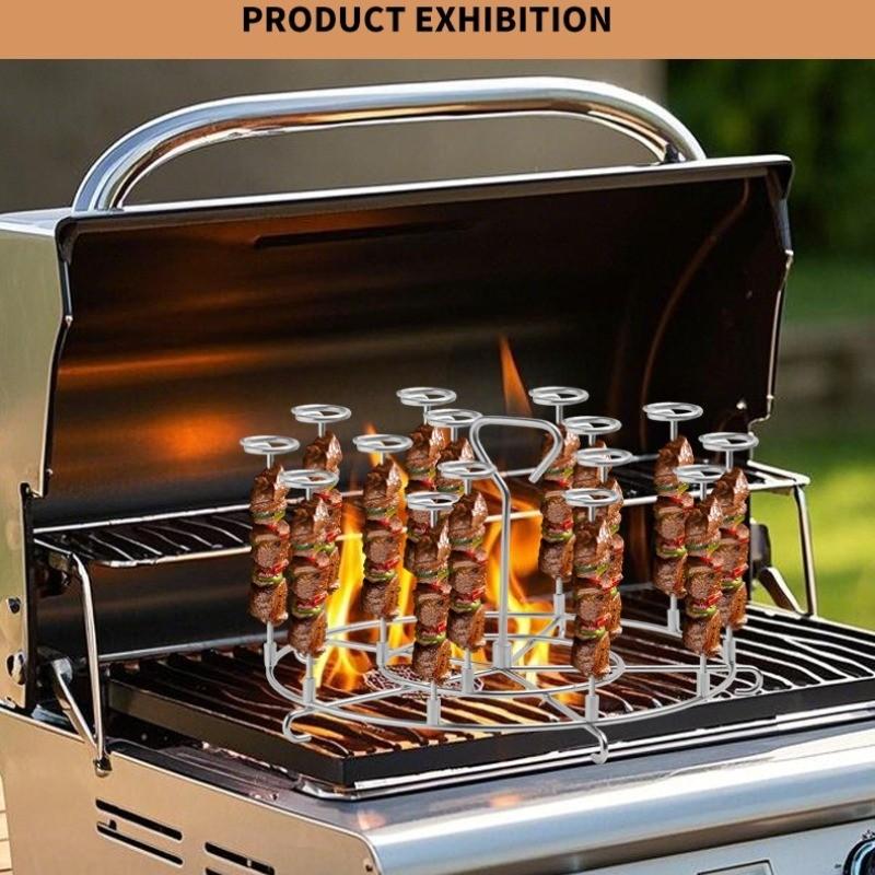 7-Inch BBQ Grill Tool, 304 Stainless Steel, Air Fryer Accessory, Vertical Grill Skewers, Microwave Grill, Easy Assembly, Home & Commercial Use