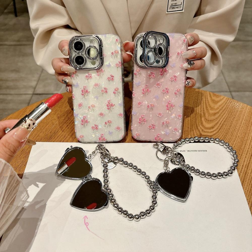 Compatible With S26/S25Ultra/S24/S23/S22 ,For iPhone 16 Pro Max/15/14/13/12,For Moto Razr 60 Ultra/50 Ultra/ 50/60  shell patterned small floral pattern lens film all inclusive protective Case HN7127