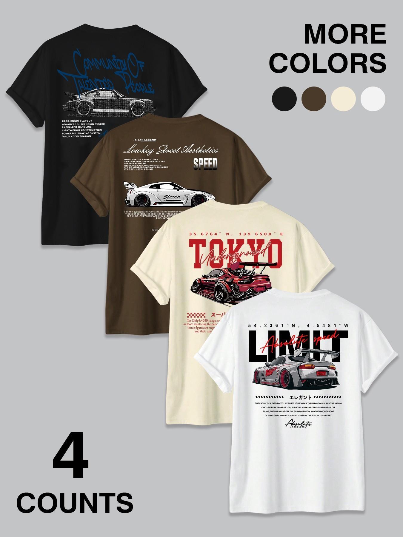 4-Pack JDM Car & Tokyo Street Aesthetic Graphic T-Shirts | Racing Streetwear Casual Tees Set 4-Pack JDM Car & Tokyo Street Aesthetic Graphic T-Shirts | Racing Streetwear Casual Tees Set