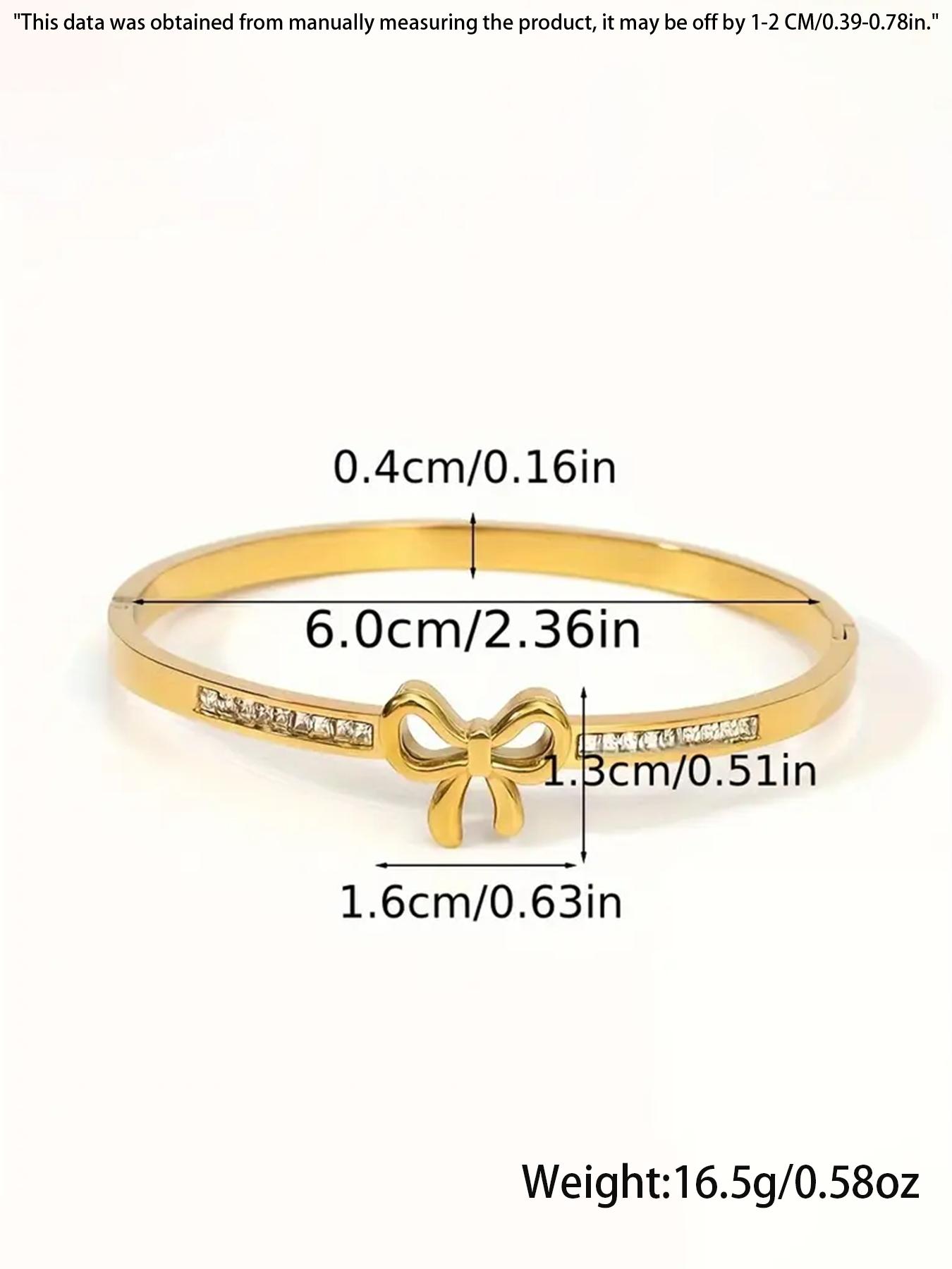 1 light luxury and elegant zircon bow bracelet, 304 stainless steel women's fashionable Non Tarnish bracelet, suitable for daily party jewelry, giving people the perfect gift