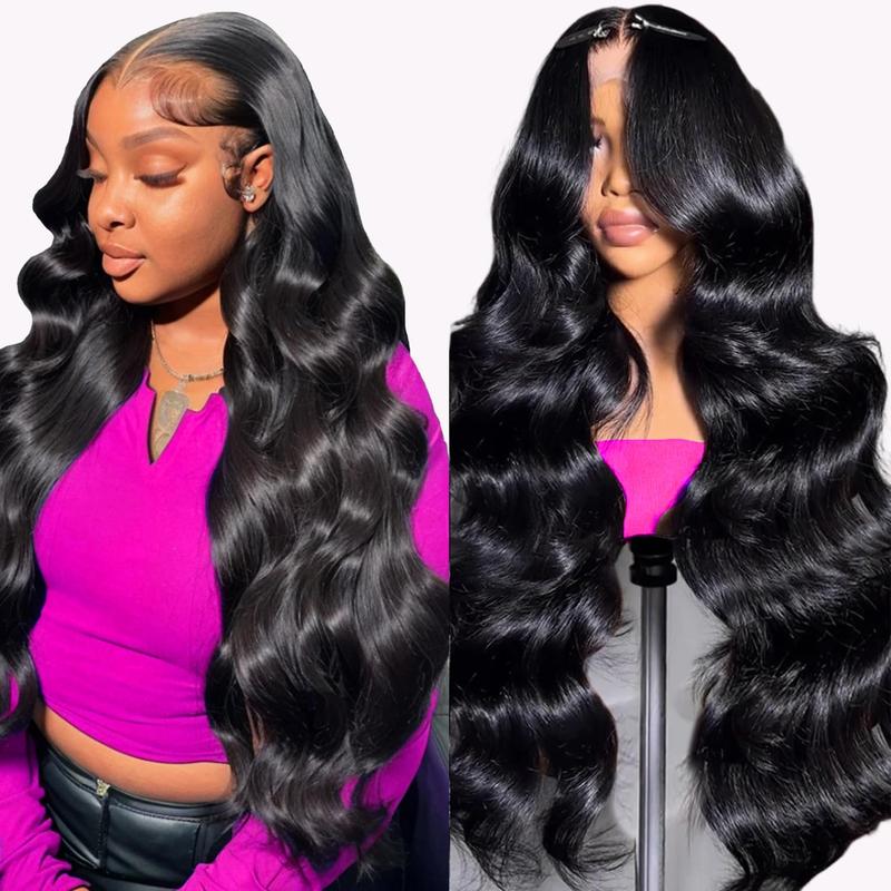 CUTE BEIN 13x6 Lace Front Wigs Human Hair for Women Pre Plucked Straight & Body Wave HD Lace Frontal Wigs Natural Black Color Medium Cap Size 22.5inch Glueless Wig