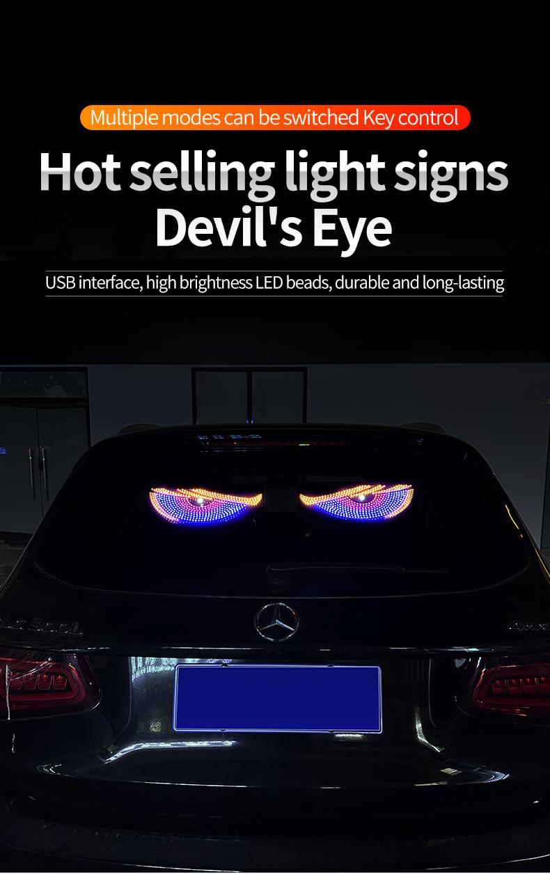 car LED Devil Eye Light, Windshield Decorative Light, USB Dynamic Devil Eye Automotive Neon Light, Universal Window Dynamic Atmosphere Light, Multi Mode, Led Ambient Light