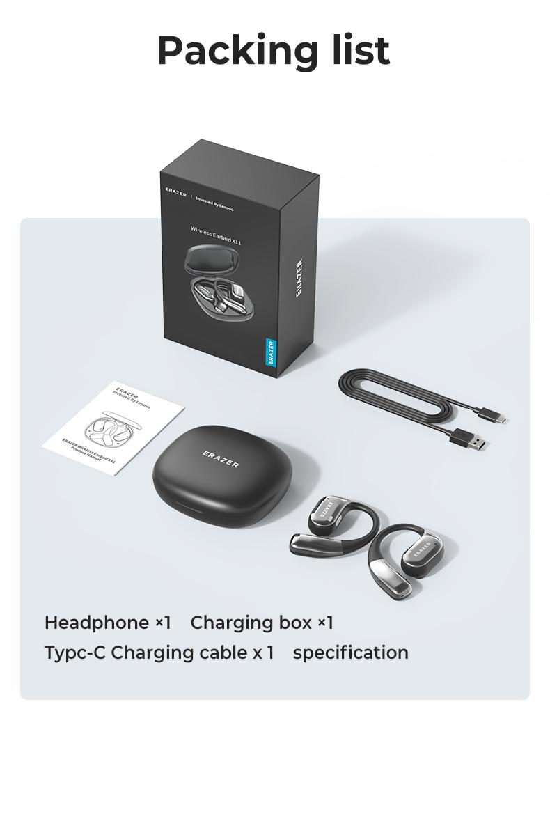 ERAZER X11 AI Translation Earbuds with APP Support 134 Languages Real Time Translate OWS Open-Ear Headphones Wireless Bluetooth 5.4 Earbuds With HD Mic Waterproof Earphones Gaming with Low Latency