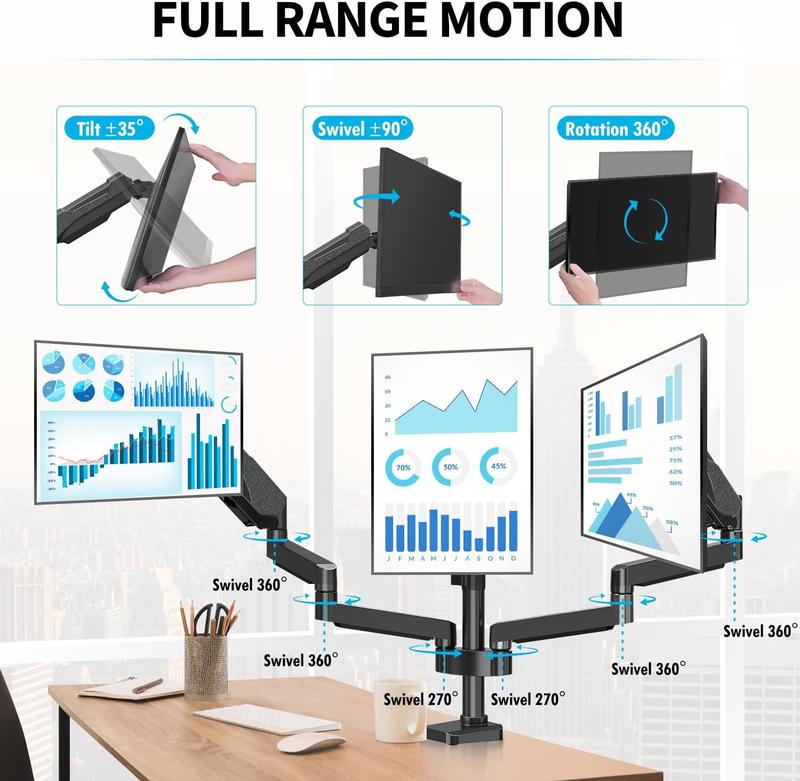 MOUNTUP 17"-27" Triple Monitor Stand Mount MP0006